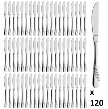 Sztućce AMEFA Felicia 120 nóż obiadowy stołowy komplet dla 120 OSÓB gastronomiczne do restauracji pizzerii z wzorem fali bez niklu