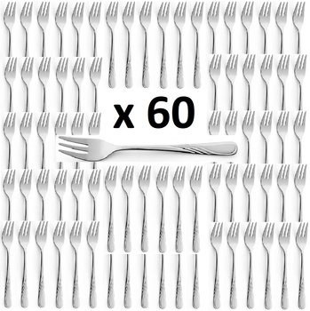 AMEFA sztućce Helma zestaw 60 widelczyki do ciasta tortu deserów komplet dla 60 OSÓB do gastronomii restauracji kawiarni z wzorem fali stal 18/10