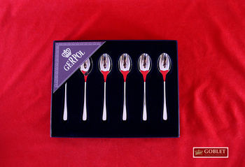 GERPOL sztućce Venus zestaw 6 małe łyżeczki do kawy komplet na 6 osób nowoczesne bez wzoru połysk stal 18/10