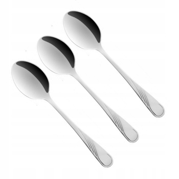 Ambition 3 x sztućce łyżki stołowe obiadowe Napoli nierdzewne z wzorem fali klasyczne komplet na blistrze