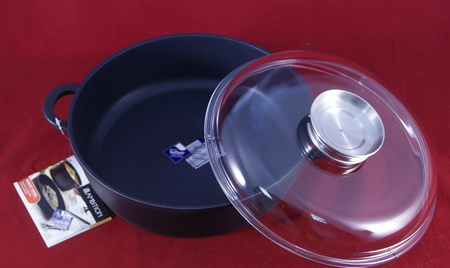 Ambition patelnia głęboka 28 cm Taurus z dwoma uchwytami pokrywą żaroodporną brytfanna z aromatyzerem do piekarnika na indukcję gaz