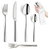 Sztućce Amefa Martin komplet 30 sztuk dla 6 osób z widelczykami do ciasta nowoczesne sztućce obiadowe bez wzoru stal 18/10