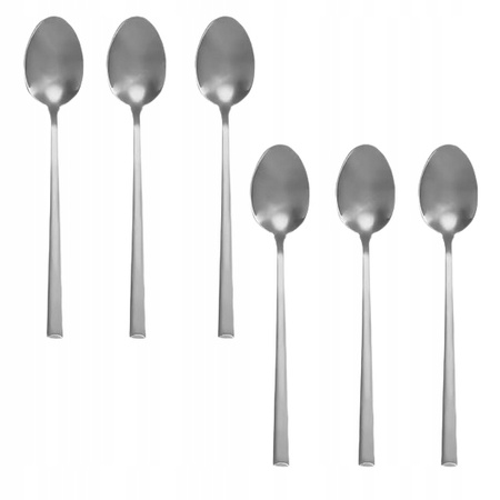 Sztućce Ambition Como zestaw 6 sztuk srebrne łyżeczki do herbaty ciasta deserów dla 6 osób nowoczesne proste bez wzoru