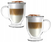 VIALLI DESIGN 2 szklanki kubki  TERMICZNE do kawy herbaty AMO 250 ml + 2 łyżeczki długie do latte Amefa Bologna