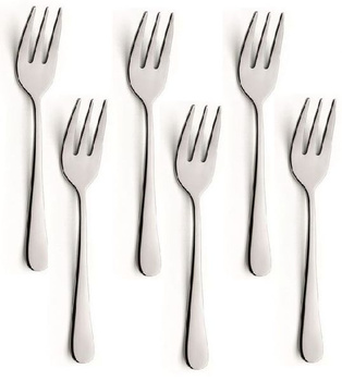Amefa sztućce Austin zestaw 6 widelczyki do ciasta, tortu komplet dla 6 osób nierdzewne bez wzoru stal bez niklu 18/0