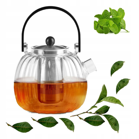 Vialli design zaparzacz Volare ryflowany ze srebrnym sitkiem dzbanek imbryk do herbaty ziół 1 l