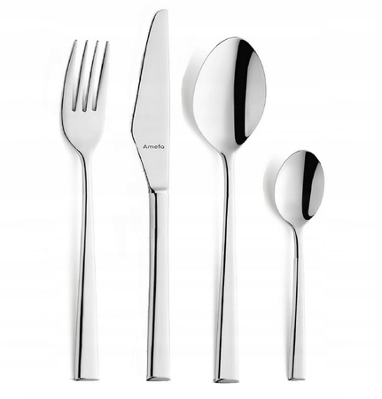 Sztućce Amefa Modena 24 elementy nowoczesne proste sztućce modern zestaw dla 6 osób bez niklu nierdzewne do zmywarki