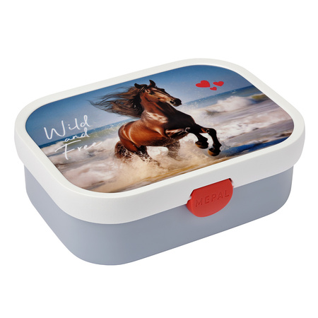 MEPAL Campus zestaw lunchbox śniadaniówka bidon butelka fruitbox pojemnik na owoce przekąski z koniem DZIKI KOŃ dla dzieci bez BPA Wild Horse