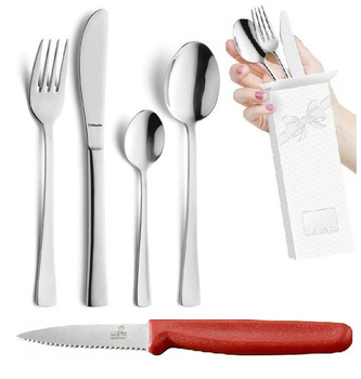 Sztućce Amefa Atlantic zestaw 24 nierdzewne klasyczne obiadowe bez wzoru komplet na 6 osób do zmywarki