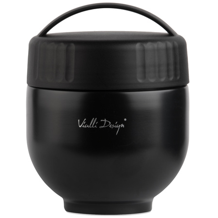 VIALLI DESIGN FUORI termos obiadowy z pojemnikiem i łyżką  na zupę jedzenie mięso czarny 680 ml 