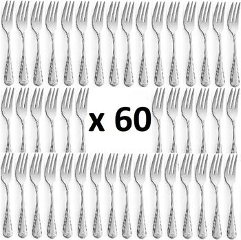 AMEFA sztućce Duke zestaw 60 widelczyki do ciasta tortu deserów komplet dla 60 OSÓB do gastronomii restauracji kawiarni z wzorem retro stal 18/10