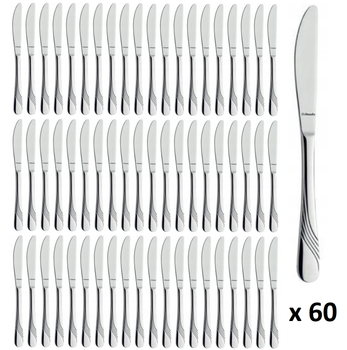 Sztućce AMEFA Felicia 60 nóż obiadowy stołowy komplet dla 60 OSÓB gastronomiczne do restauracji pizzerii z wzorem fali bez niklu