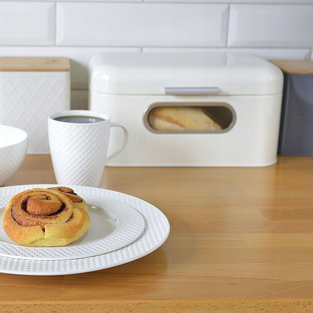 Ambition chlebak stalowy Nordic biały pojemnik na chleb bułki pieczywo z okienkiem nowoczesny 