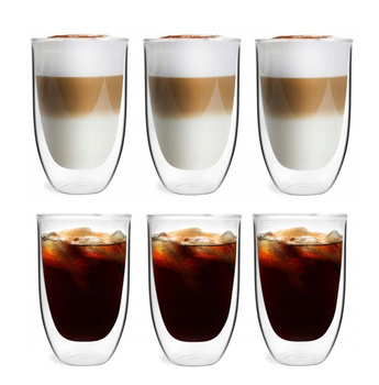 Vialli Design zestaw szklanki termiczne Amo komplet 6 z podwójnymi ściankami do herbaty kawy latte soku wody 350 ml