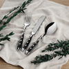 Amefa sztućce Country vintage 1 nóż obiadowy stołowy czarny black z nitami stal  18/0 w wiejskim stylu