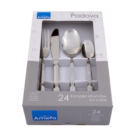 Sztućce Amefa Padova zestaw 24 sztuki dla 6 osób tanie ekonomiczne nierdzewne bez niklu 18/0 