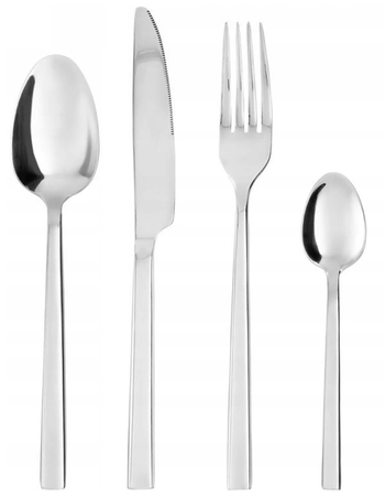 Ambition sztućce Prima zestaw 24 elementy grube nowoczesne nierdzewne komplet dla 6 osób proste gładkie bez wzoru