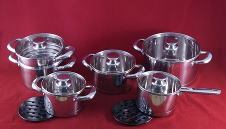 Ambition 13 garnki Urban stalowe nierdzewne tradycyjne na indukcję gaz komplet garnków ze stali nierdzewnej z wkładem na parę