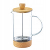 Ambition zaparzacz Natural szklany tłokowy dzbanek do kawy herbaty ziół z pokrywką z drewna bambusowego i korkową podstawką 1l