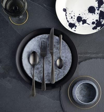 Amefa sztućce Austin Trend Black zestaw 24 obiadowe CZARNE komplet dla 6 OSÓB nowoczesne gładkie bez wzoru nierdzewne bez niklu 18/0