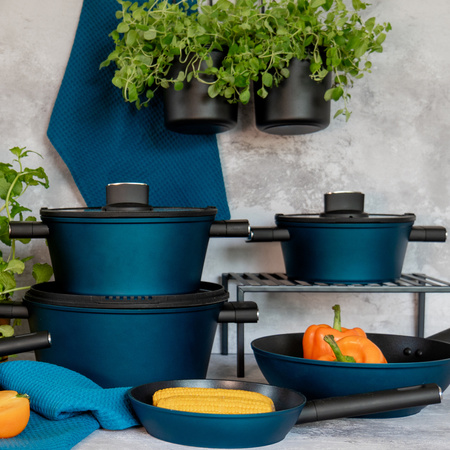 Ambition garnek Azzurro 24 cm z powłoką nieprzywierającą na indukcję gaz z pokrywką 4 l