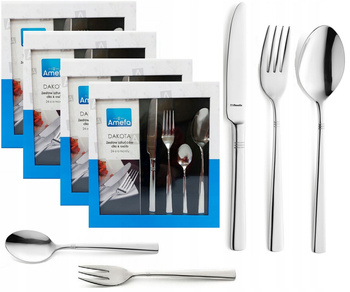Sztućce Amefa Dakota 120 sztuk  zestaw dla 24 osób komplet z widelczyki do ciasta tortu nierdzewne bez niklu