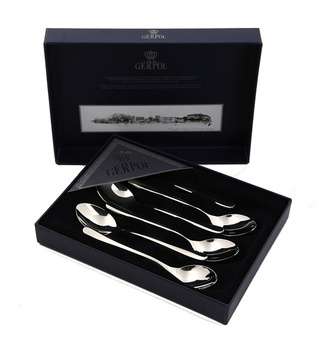 GERPOL sztućce VENUS zestaw 6  łyżeczki do herbaty deserów ciasta sztućce nierdzewne nowoczesane połysk stal 18/10