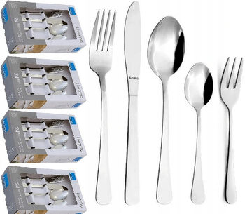 AMEFA LIVORNO 120 zestaw tanie sztućce dla 24 OSÓB nierdzewne bez niklu 18/0 komplet bez wzoru