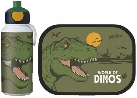 MEPAL śniadaniówka i bidon BEZ BPA DINOZAUR T-REX zestaw lunchbox butelka z ustnikiem do zmywarki