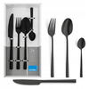Sztućce Amefa Metropole czarne black zestaw 48 elementów nierdzewne komplet dla 12 osób nowoczesne eleganckie gładkie bez wzoru