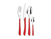 Sztućce Amefa Eclat 48 elementów zestaw dla 12 osób nowoczesne czerwone obiadowe śniadaniowe do kolacji bez niklu red