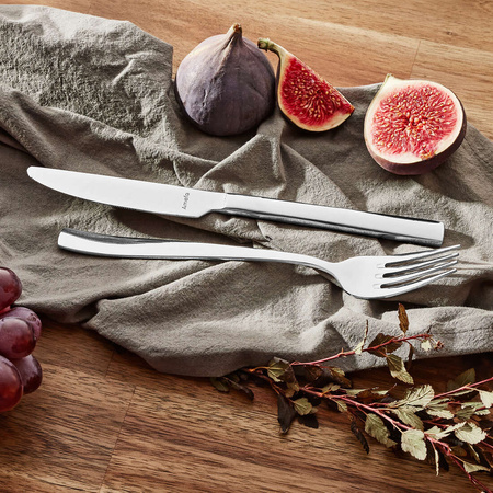 Sztućce Amefa Martin komplet 48 sztuk dla 12 osób proste nowoczesne sztućce obiadowe bez wzoru stal 18/10 pudełko