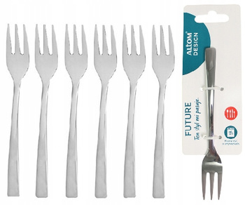 ALTOM DESIGN FUTURE 6 widelczyki do ciasta tortu deserów nowoczesne sztućće nierdzewne dla 6 osób
