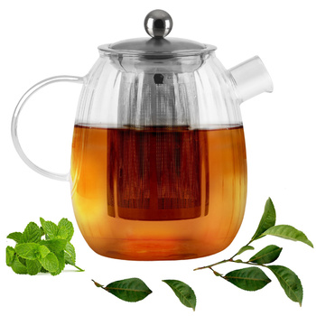 Vialli Design dzbanek zaparzacz do herbaty ziół Tulip 1 litr szklany z sitkiem  imbryk ryflowany 1000 ml