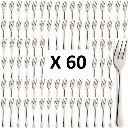 AMEFA sztućce Austin zestaw 60 widelczyki do ciasta tortu deserów komplet dla 60 OSÓB bez wzoru gastronomiczne do restauracji kawiarni stal 18/0 