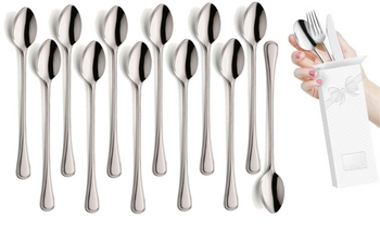 Amefa sztućce Bologna zestaw 12 DŁUGIE łyżeczki do kawy latte deserów lodów koktajli komplet dla 12 OSÓB nierdzewne bez niklu