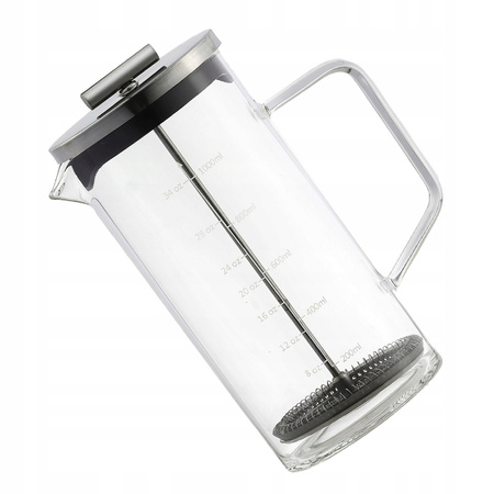 Ambition zaparzacz Griffin szklany tłokowy dzbanek do kawy herbaty ziół spieniacz z miarką 1l