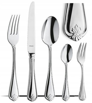 Sztuće Amefa Duke 30 elementów zestaw dla 6 osób komplet sztućce retro z wzorem 24 obiadowe 6 widelczyki do ciasta