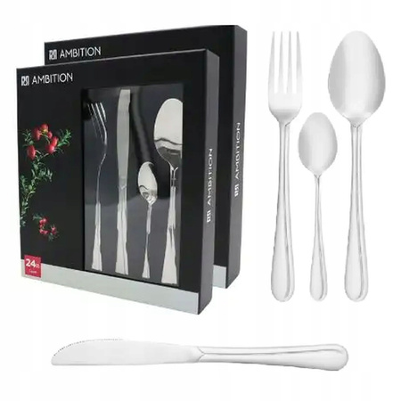 Sztućce Ambition Capri 48 elementów zestaw dla 12 osób nierdzewne komplet obiadowe klasyczne z wzorem