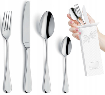 Sztućce Amefa Drift 48 zestaw dla 12 osób komplet biadowe 2 x 24 sztućce nierdzewne eleganckie bez wzoru stal 18/10