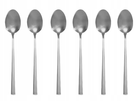 Sztućce Ambition Como zestaw 6 sztuk srebrne łyżeczki do herbaty ciasta deserów dla 6 osób nowoczesne proste bez wzoru