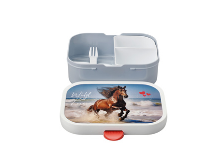 MEPAL Campus zestaw lunchbox śniadaniówka bidon butelka fruitbox pojemnik na owoce przekąski z koniem DZIKI KOŃ dla dzieci bez BPA Wild Horse