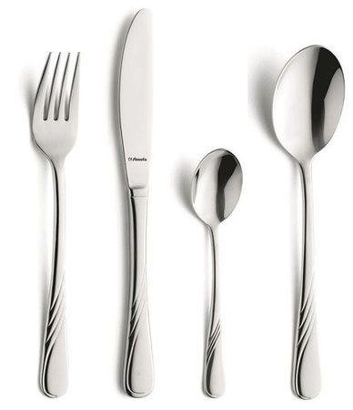 Sztućce Amefa Helma 4 zestaw na 1 OSOBĘ obiadowe klasyczne z wzorem fali nierdzewne 18/10