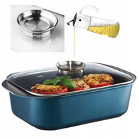 Ambition brytfanna Azzurro 7,5 l z powłoką nieprzywierającą na indukcję gaz do piekarnika z aromatyzerem 40 cm