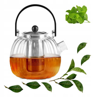 Vialli design zaparzacz Volare ryflowany ze srebrnym sitkiem dzbanek imbryk do herbaty ziół 1 l