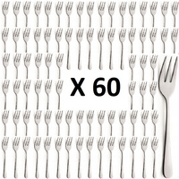 AMEFA sztućce Austin zestaw 60 widelczyki do ciasta tortu deserów komplet dla 60 OSÓB bez wzoru gastronomiczne do restauracji kawiarni stal 18/0 