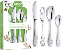 AMEFA FARM FRIENDS 4 sztućce dla dziecka nierdzewne zwierzęta wiejskie zestaw prosiaczek kot koń kura