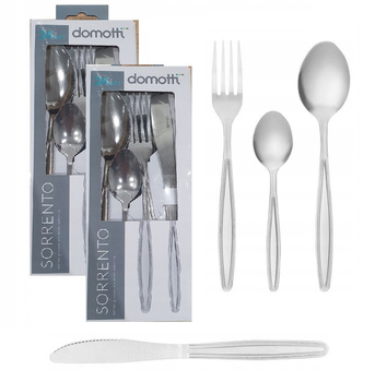 Domotti sztućce Sorrento zestaw 48 elementów tanie obiadowe nierdzewne komplet dla 12 osób z wzorem
