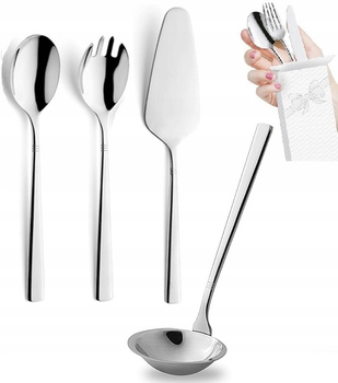 SZtućce Amefa Dakota 4 sztućce serwisowe widelec i łyżka sałatek warzyw, czerpak do sosu i łopatka do ciasta