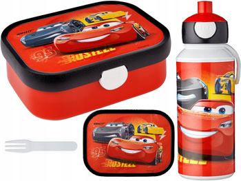 MEPAL zestaw 2 bidon z ustnikiem lunchbox śniadaniówka dla dziecka pojemnik bento na kanapki owoce warzywa Cars Auta komplet